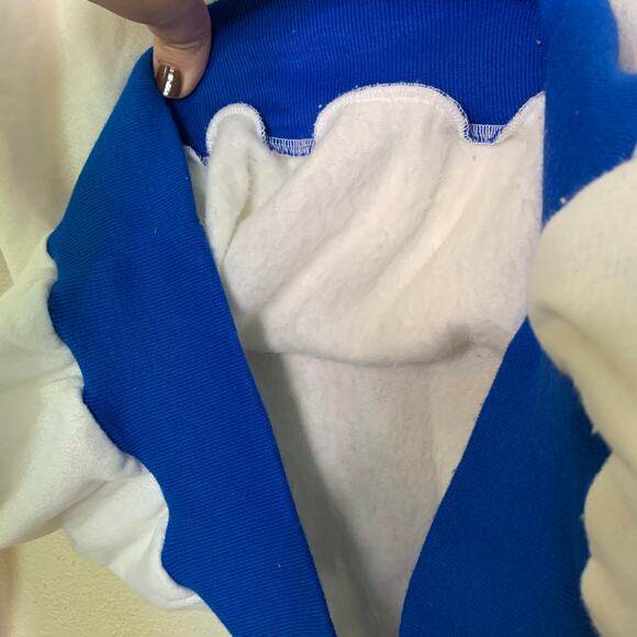 VTG 70s 80s royal blue & white collared JCW initial pullover‎ sweatshirt Size XL - Picture 4 of 6